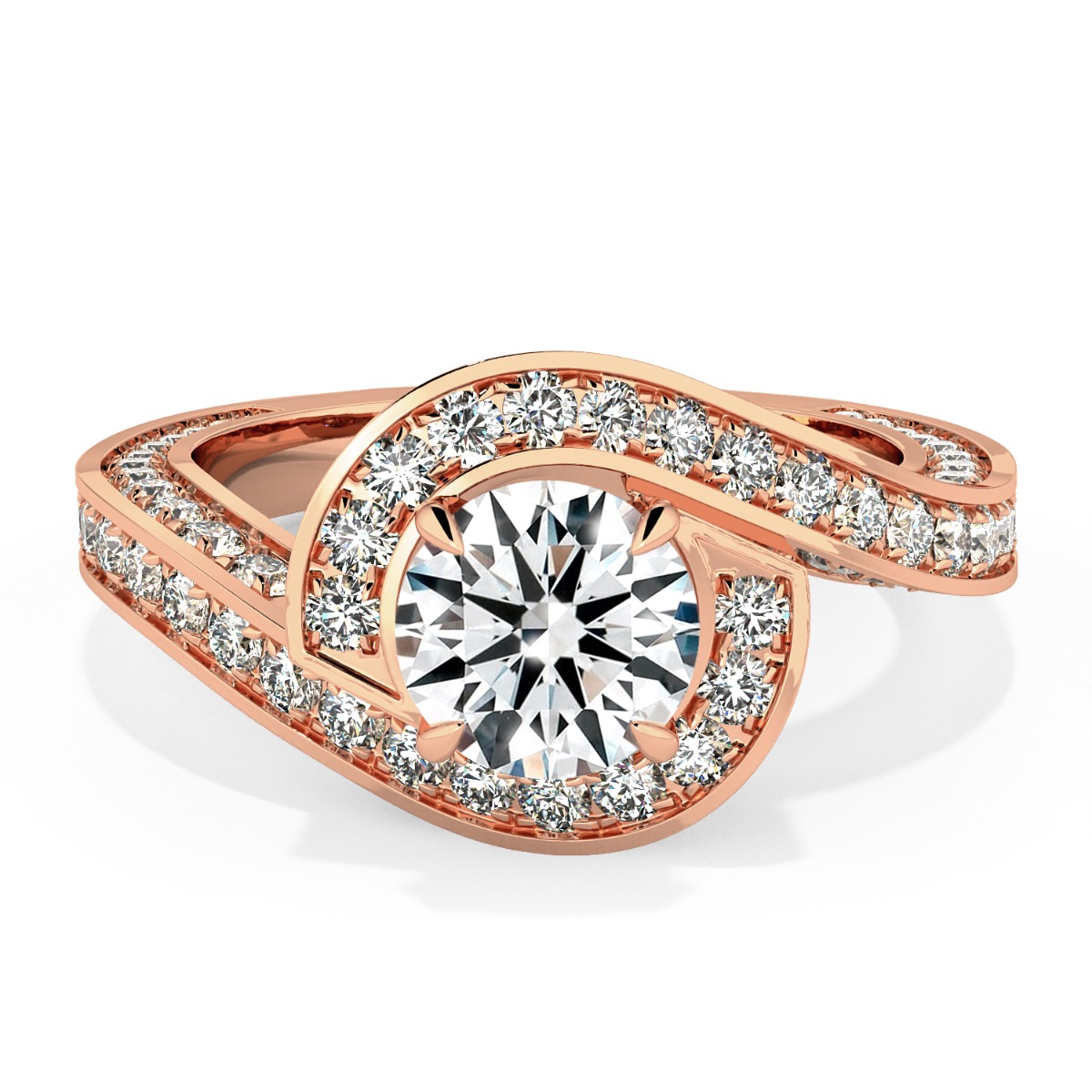 Abbraccio Swirl Diamond Engagement Ring