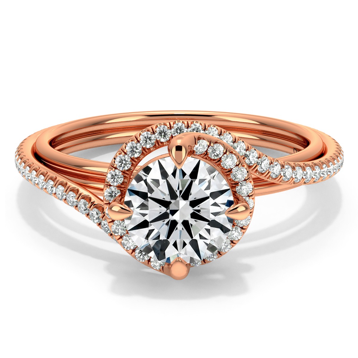 Abbraccio Triple Shank Diamond Engagement Ring