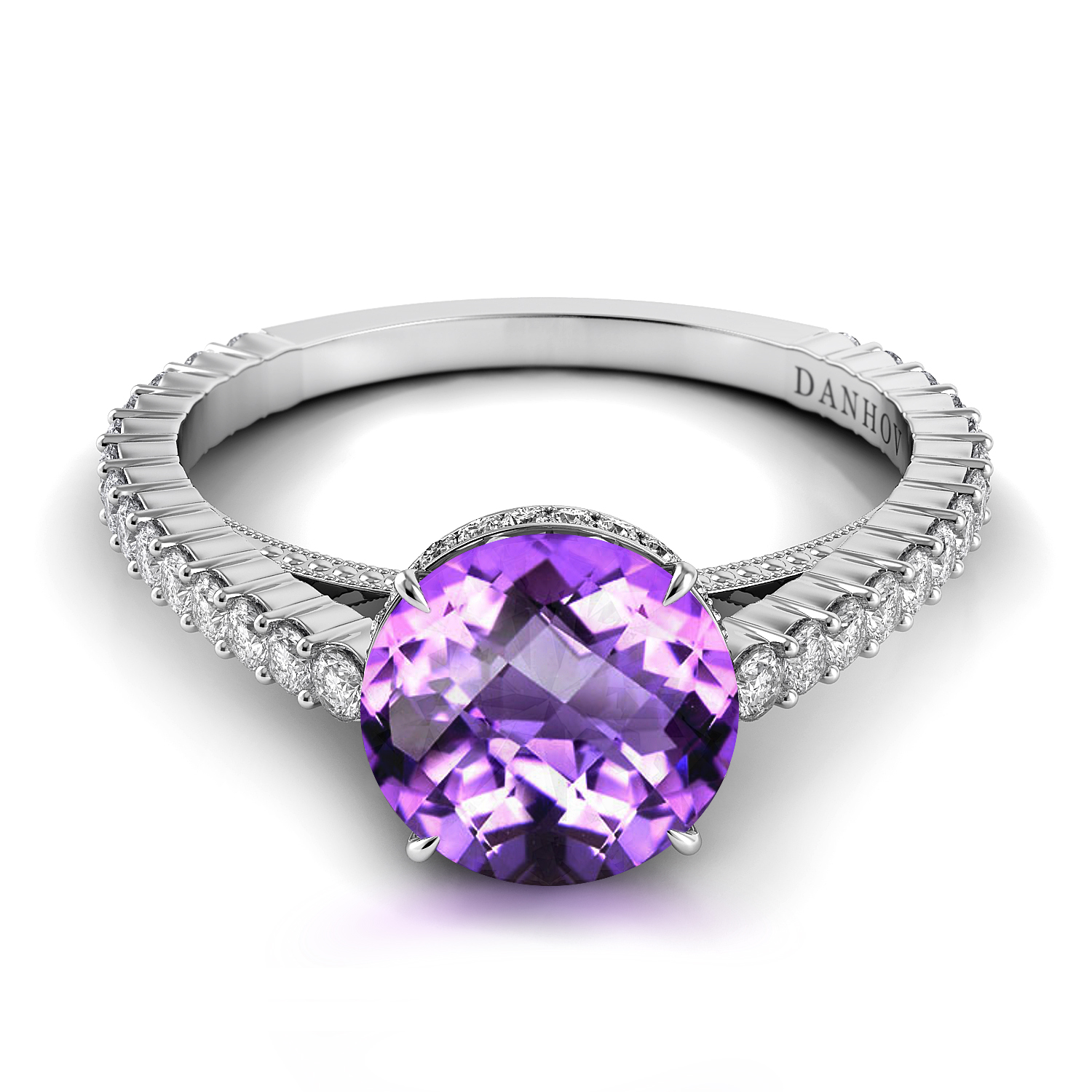 Carezza Single Shank Amethyst Diamond Ring