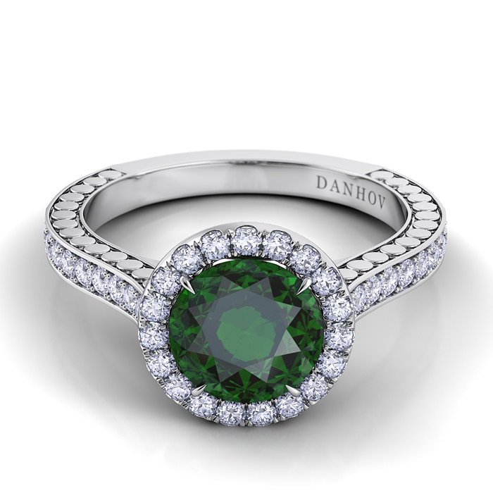 Tubetto Single Shank Green Tourmaline Diamond Ring